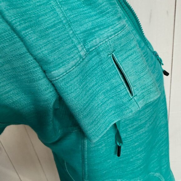 North Face Women’s Full-Zip Hooded Jacket Teal Size Medium Style A4M6 Thumbholes - Picture 4 of 11